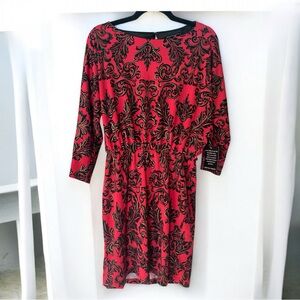 Boston Proper Red & Black Long Sleeve Dress-Size Small NWT